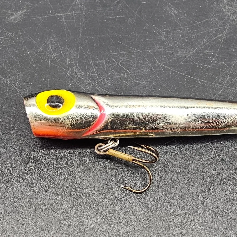 Vintage Storm Rattlin Chug Bug Chrome Orange Topwater Popper Fishing Lure